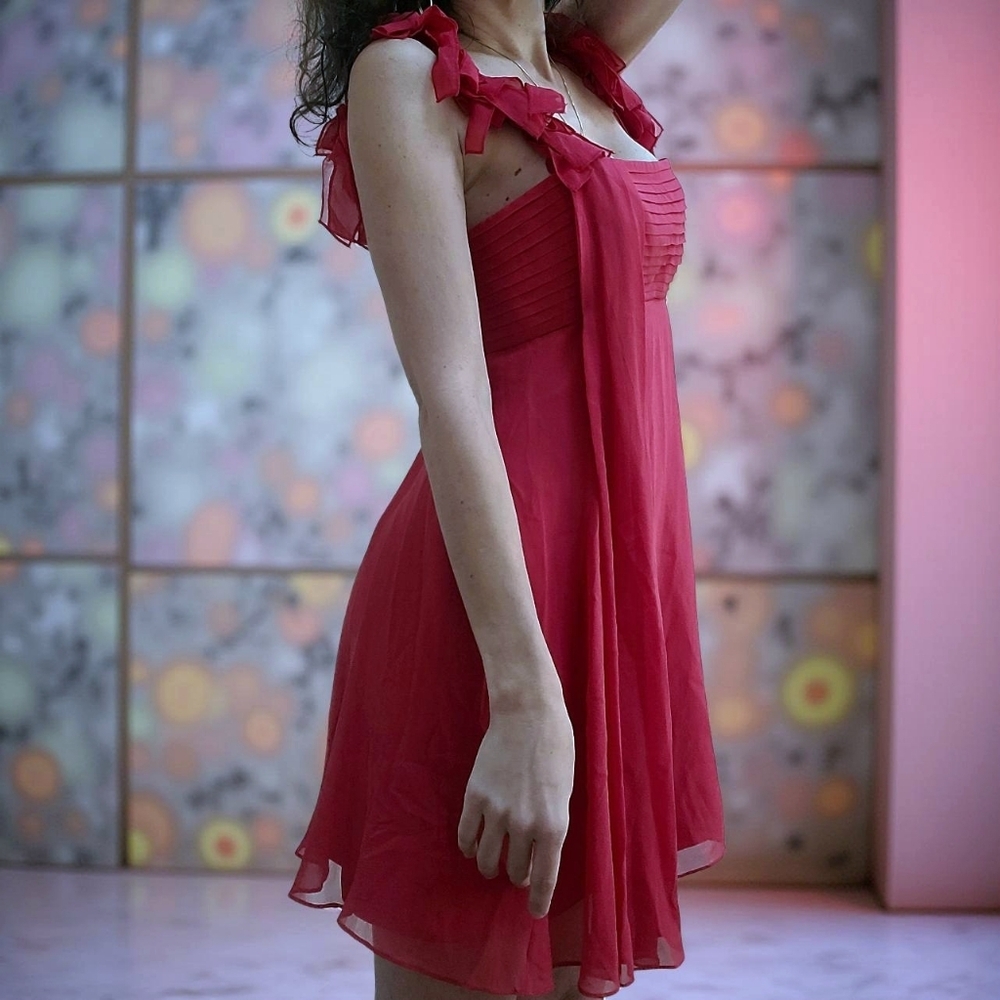 BCBG Maxazria 100% Silk Crimson Red Dress - Picture 3 of 15